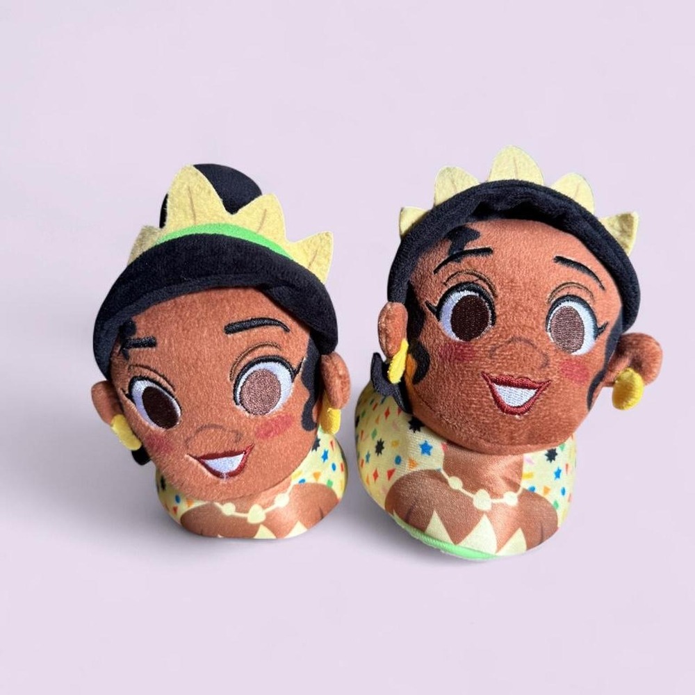 Disney Princess Tiana Plush Slippers Kids Size 7-8 Green Disney 100 Confetti